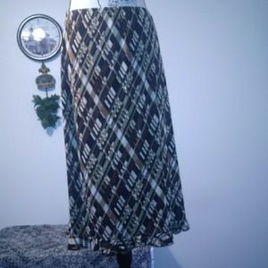 Skirt with brown, beige, & green earth tone shades